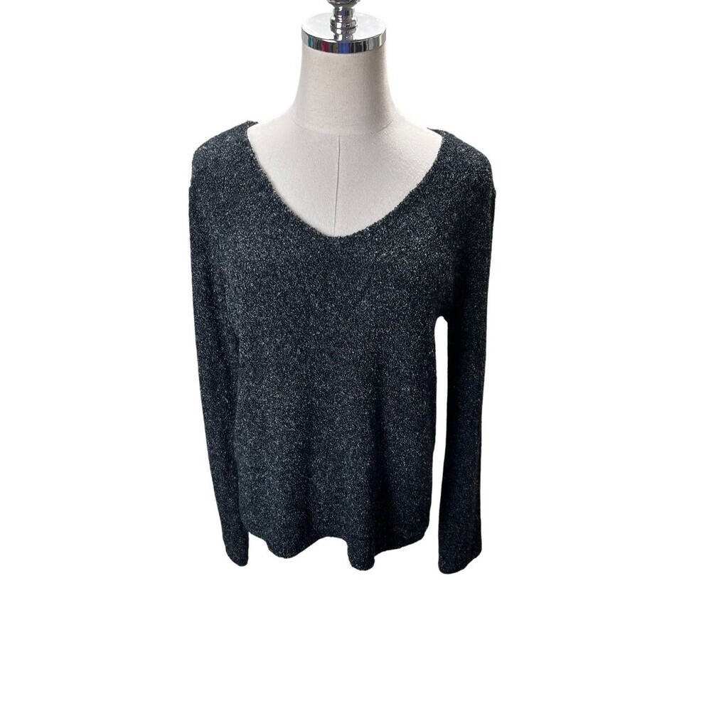 Chico's Sweater Women's size Medium Gray Silk Blend Long Sleeve
